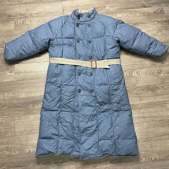 Eddie Bauer Goose Down Winter Jacket Trenchcoat Womens Medium Petite Reversible - Picture 11 of 16